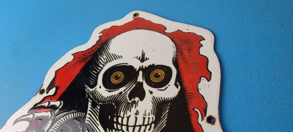 Vintage Powell Peralta Sign Skateboarding Bones Skull Hawk Gas Porcelain Sign 305760565024 7