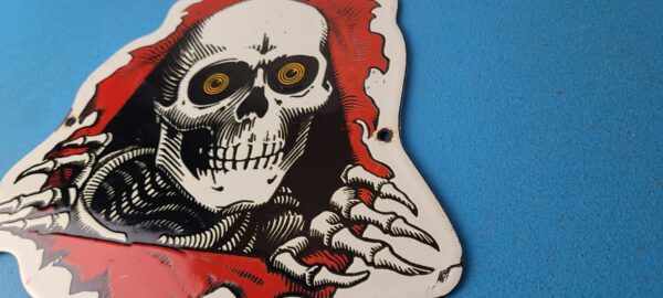 Vintage Powell Peralta Sign Skateboarding Bones Skull Hawk Gas Porcelain Sign 305760565024 8