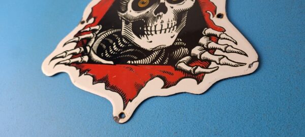 Vintage Powell Peralta Sign Skateboarding Bones Skull Hawk Gas Porcelain Sign 305760565024 9