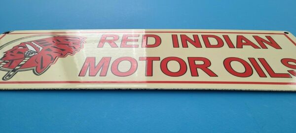Vintage Red Indian Porcelain Large American Indian Service Station Gas Pump Sign 305166796524 10