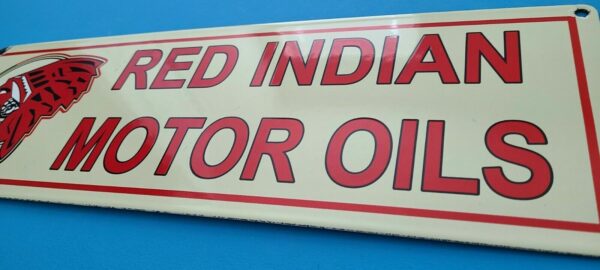 Vintage Red Indian Porcelain Large American Indian Service Station Gas Pump Sign 305166796524 9