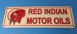 Vintage Red Indian Porcelain Sign Large American Indian Service Gas Pump Sign 306197301024