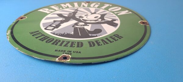 Vintage Remington Firearms Sign Felix the Cat Dealer Gas Pump Porcelain Sign 305611896584 10