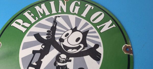 Vintage Remington Firearms Sign Felix the Cat Dealer Gas Pump Porcelain Sign 305611896584 2