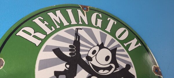 Vintage Remington Firearms Sign Felix the Cat Dealer Gas Pump Porcelain Sign 305611896584 4