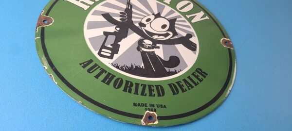 Vintage Remington Firearms Sign Felix the Cat Dealer Gas Pump Porcelain Sign 305611896584 6