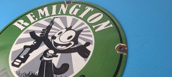 Vintage Remington Firearms Sign Felix the Cat Dealer Gas Pump Porcelain Sign 305611896584 8