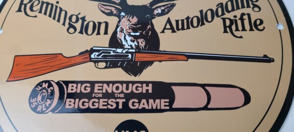 Vintage Remington Porcelain Sign - Firearms Rifles Deer Ammo Guns Gas Pump Sign - Image 4