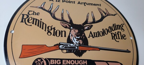 Vintage Remington Porcelain Sign - Firearms Rifles Deer Ammo Guns Gas Pump Sign - Image 6