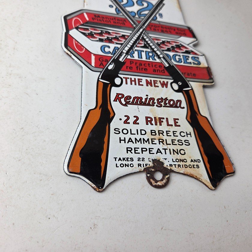 Vintage Remington Porcelain Sign - Firearms Rifles Deer Ammo Guns Gas Pump Sign - Image 11