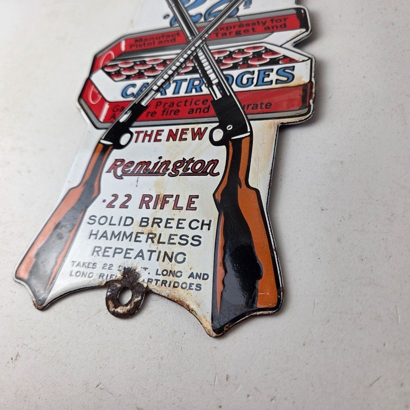 Vintage Remington Porcelain Sign - Firearms Rifles Deer Ammo Guns Gas Pump Sign - Image 14