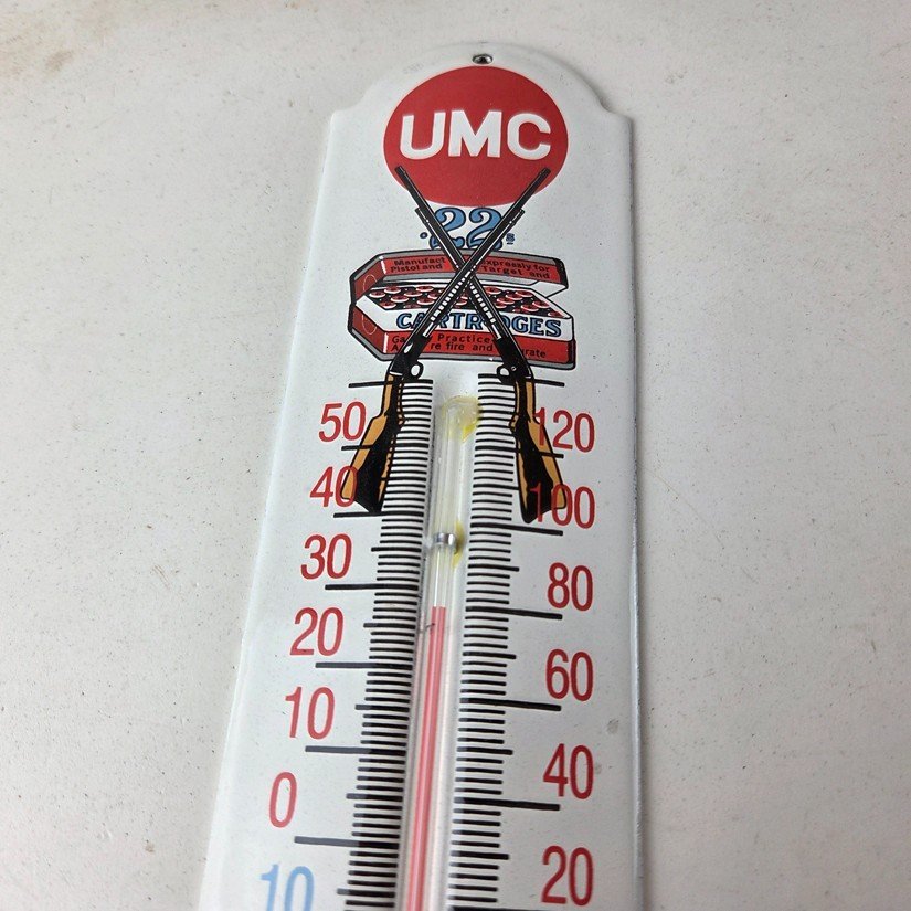 Vintage Remington Rifle Sign - Hunting Ad Sign on Porcelain Thermometer - Image 3