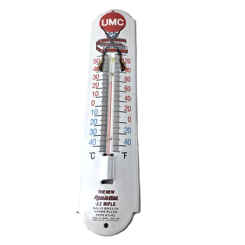 Vintage Remington Rifle Sign - Hunting Ad Sign on Porcelain Thermometer