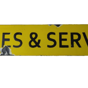 Vintage Sales & Service Porcelain Sign - Double Sided Mid Century Gas Pump Sign