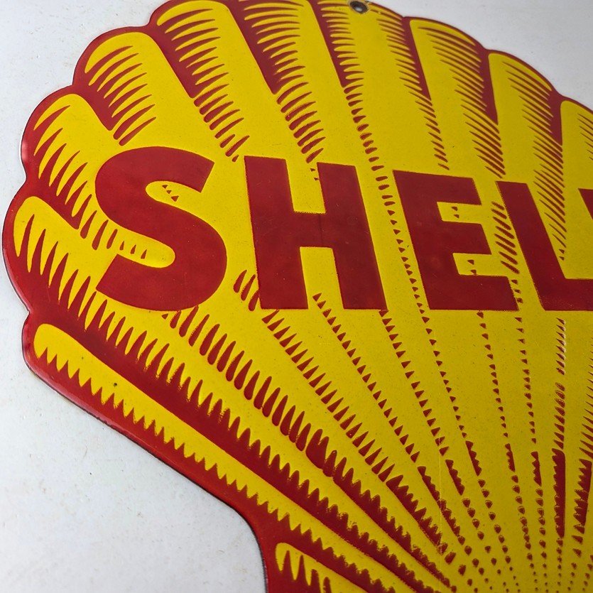 Vintage Shell Gasoline Porcelain Sign - Classic Clam Shape Shell Logo Sign - Image 6