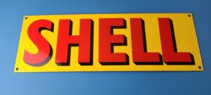 Vintage Shell Gasoline Sign Porcelain Heavy Thick Gas Pump Advertising Sign 305867591774