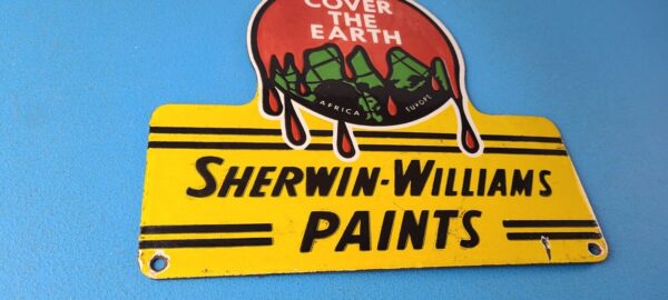 Vintage Sherwin Williams Sign SWP Paints Porcelain Gas Oil Pump Sign 305702884754 6