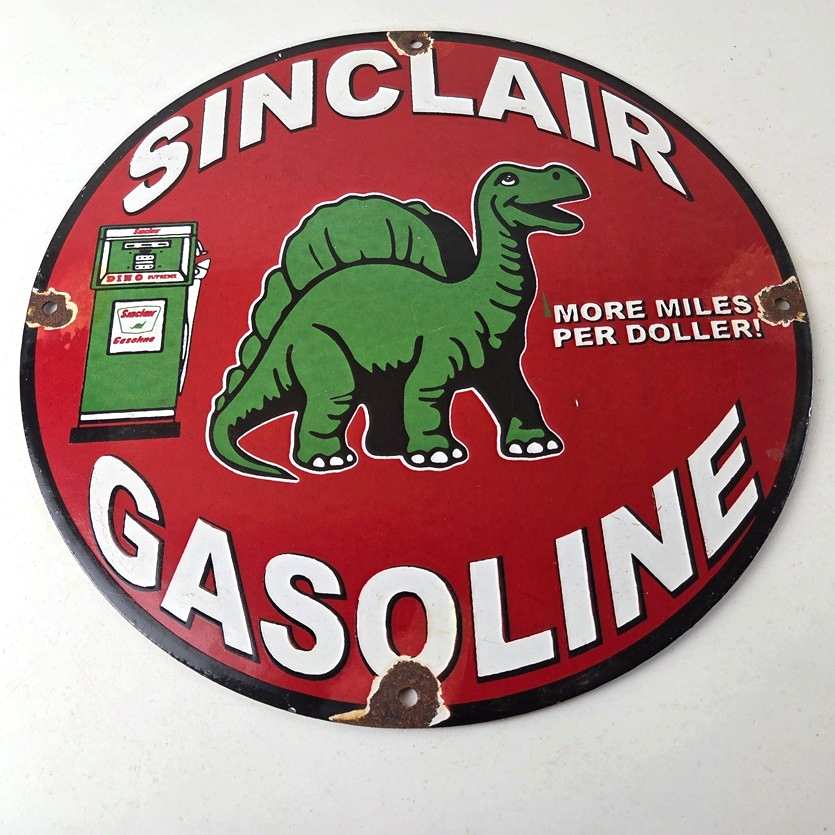 Vintage Sinclair Gasoline Porcelain Sign - Gas Motor Oil Pump Sign - Image 15