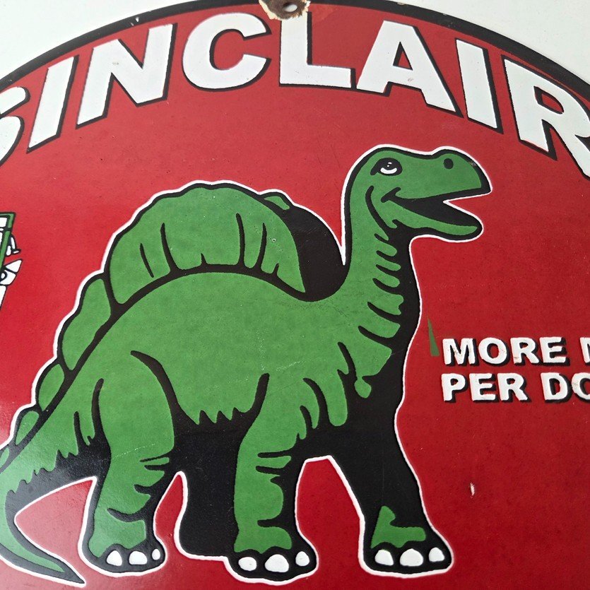 Vintage Sinclair Gasoline Porcelain Sign - Gas Motor Oil Pump Sign - Image 3