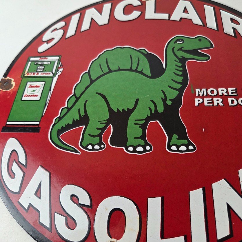Vintage Sinclair Gasoline Porcelain Sign - Gas Motor Oil Pump Sign - Image 4