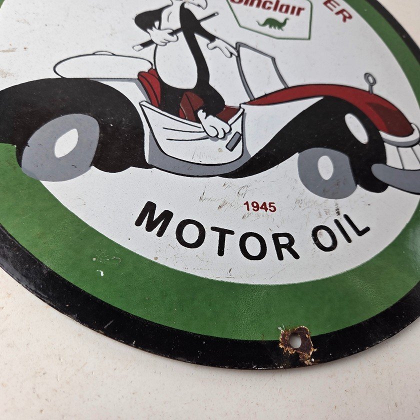 Vintage Sinclair Gasoline Sign - Dino Gas Pump Porcelain Sign - Image 11