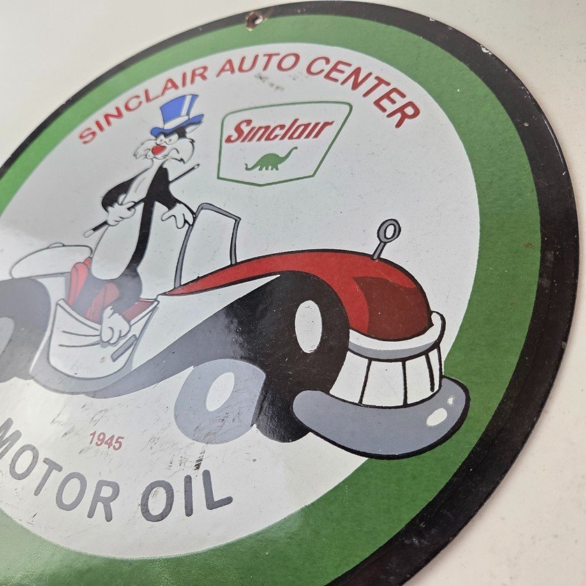 Vintage Sinclair Gasoline Sign - Dino Gas Pump Porcelain Sign - Image 13