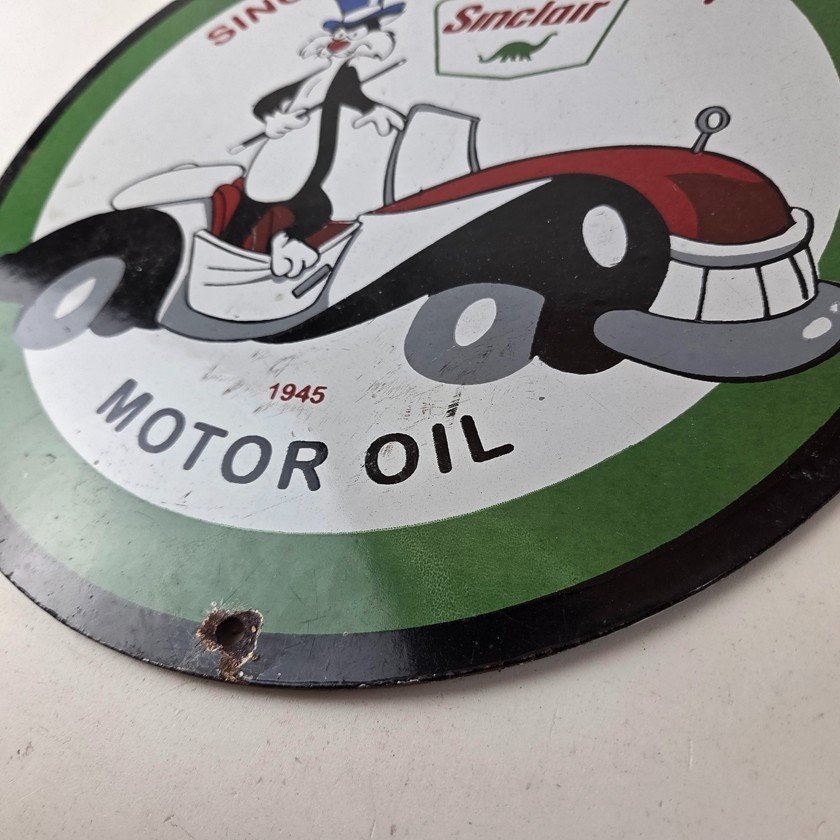 Vintage Sinclair Gasoline Sign - Dino Gas Pump Porcelain Sign - Image 14