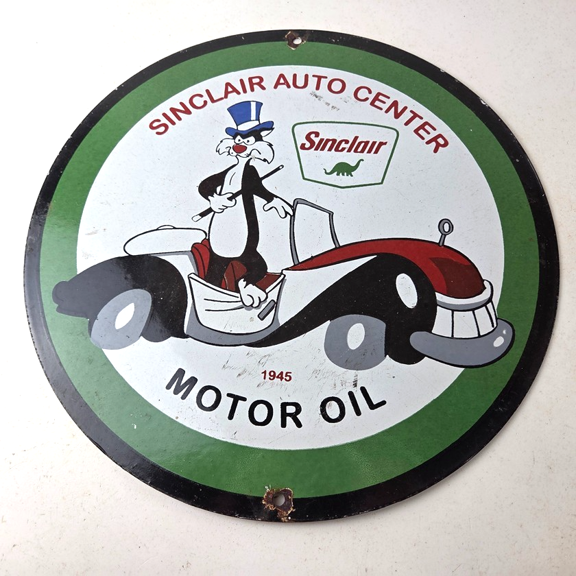 Vintage Sinclair Gasoline Sign - Dino Gas Pump Porcelain Sign - Image 15