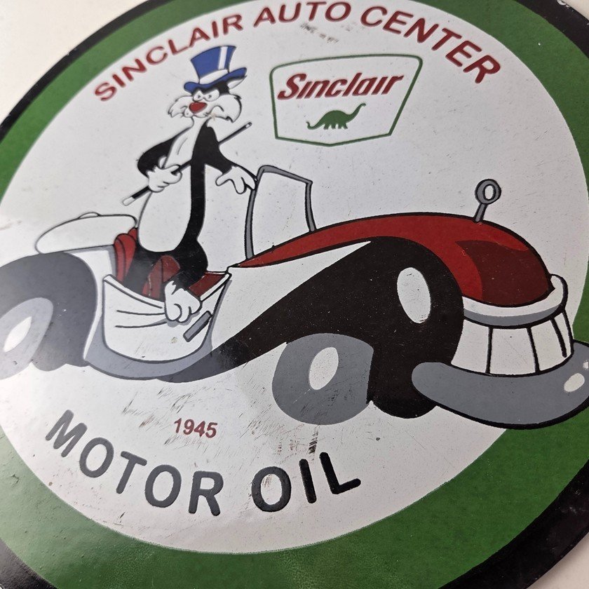 Vintage Sinclair Gasoline Sign - Dino Gas Pump Porcelain Sign - Image 4