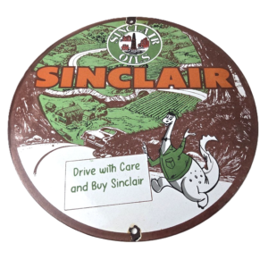 Vintage Sinclair Gasoline Sign - Dino Gas Service Oil Pump Porcelain Sign