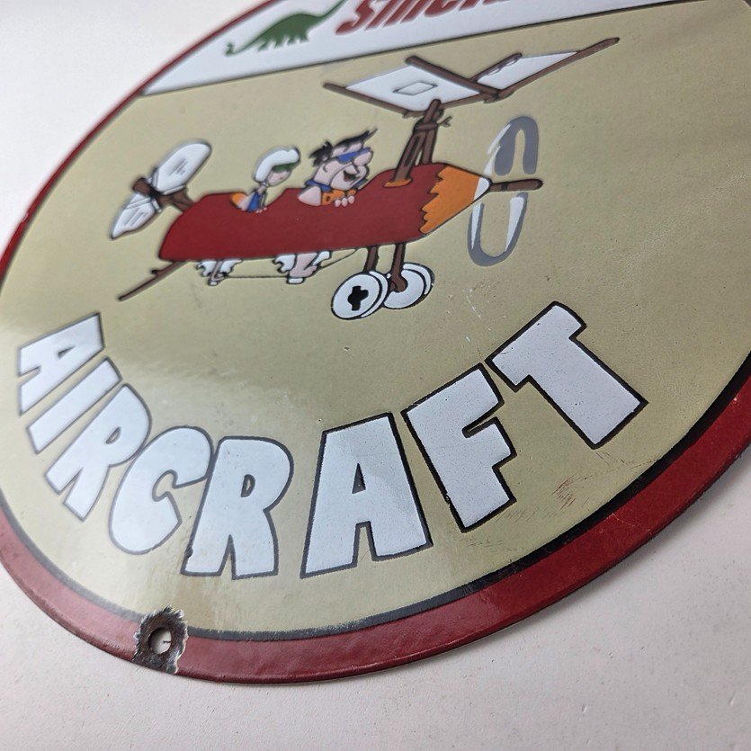 Vintage Sinclair Gasoline Sign - Flintstones Aircraft Gas Pump Porcelain Sign - Image 14