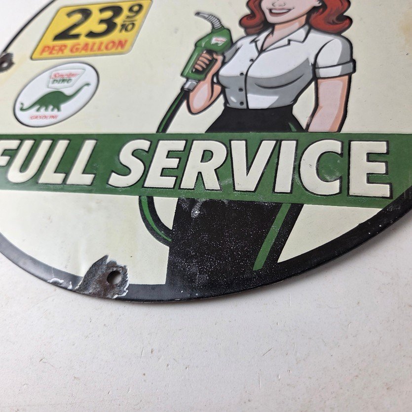Vintage Sinclair Gasoline Sign - Full Service Gas Oil Pump Porcelain Sign - Image 14