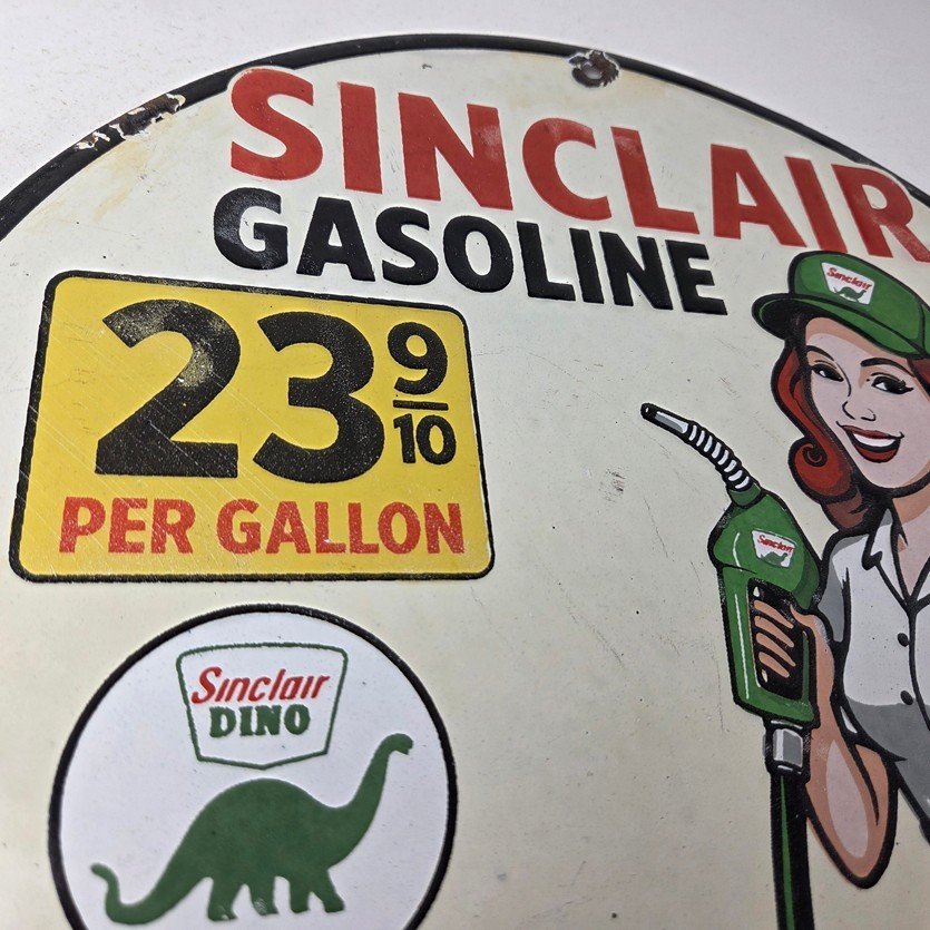 Vintage Sinclair Gasoline Sign - Full Service Gas Oil Pump Porcelain Sign - Image 5