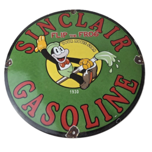 Vintage Sinclair Gasoline Sign - Jiminy Cricket Disney Porcelain Gas Pump Sign