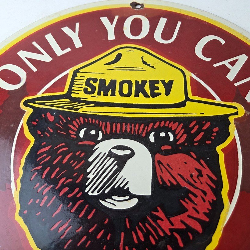 Vintage Smokey Bear Sign - Prevent Wildfires Prevention Porcelain Gas Park Sign - Image 3