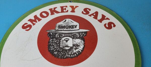 Vintage Smokey Bear Wildfires Porcelain Sign - Prevent Forest Fires Gas Sign - Image 13