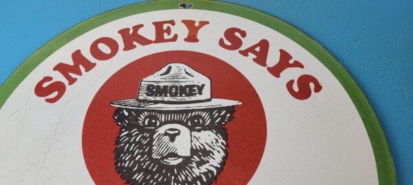 Vintage Smokey Bear Wildfires Porcelain Sign - Prevent Forest Fires Gas Sign - Image 3