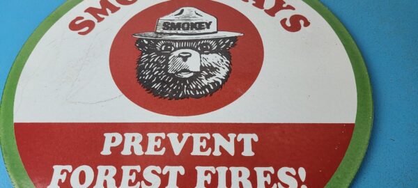 Vintage Smokey Bear Wildfires Porcelain Sign - Prevent Forest Fires Gas Sign - Image 4