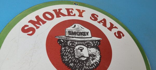 Vintage Smokey Bear Wildfires Porcelain Sign - Prevent Forest Fires Gas Sign - Image 5