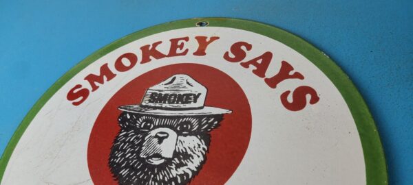 Vintage Smokey Bear Wildfires Porcelain Sign - Prevent Forest Fires Gas Sign - Image 8