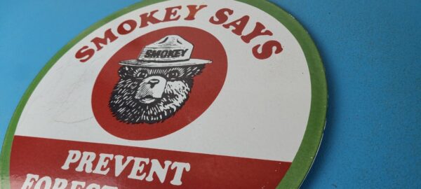 Vintage Smokey Bear Wildfires Porcelain Sign - Prevent Forest Fires Gas Sign - Image 9