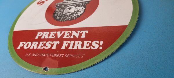 Vintage Smokey Bear Wildfires Porcelain Sign - Prevent Forest Fires Gas Sign - Image 10