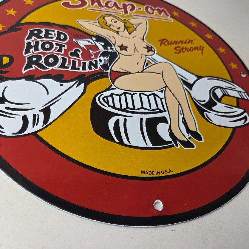 Vintage Snap-On Tools Porcelain Sign - Auto Wrench Gas Service Garage Shop Sign - Image 11