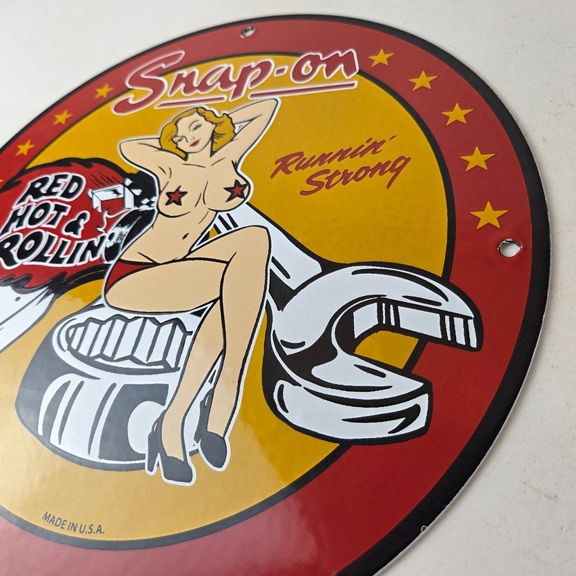 Vintage Snap-On Tools Porcelain Sign - Auto Wrench Gas Service Garage Shop Sign - Image 13