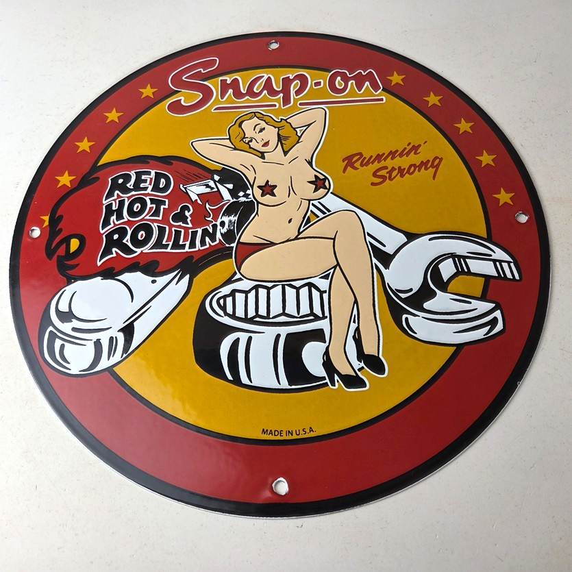 Vintage Snap-On Tools Porcelain Sign - Auto Wrench Gas Service Garage Shop Sign - Image 15