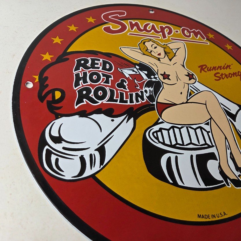 Vintage Snap-On Tools Porcelain Sign - Auto Wrench Gas Service Garage Shop Sign - Image 6