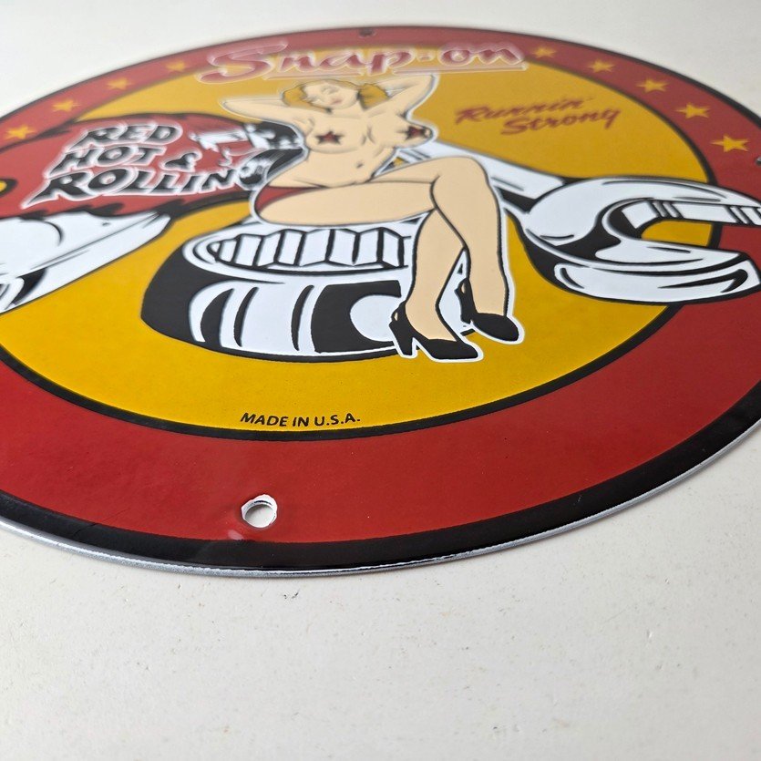 Vintage Snap-On Tools Porcelain Sign - Auto Wrench Gas Service Garage Shop Sign - Image 10