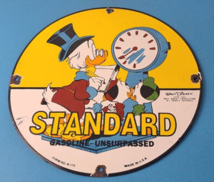 Vintage Standard Gasoline Sign Walt Disney Gas Oil Pump Plate Porcelain Sign 305903751424