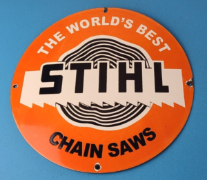 Vintage Stihl Chainsaw Sign Store Display Lawncare Gas Service Porcelain Sign 305874988844