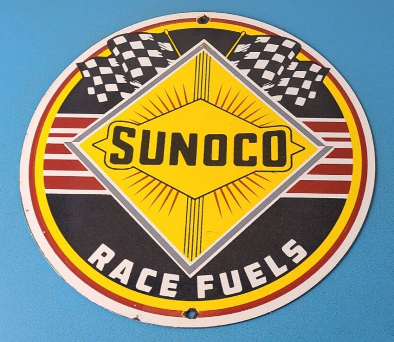 Vintage Sunoco Racing Sign Gas Service Station Porcelain Sign 306047876124